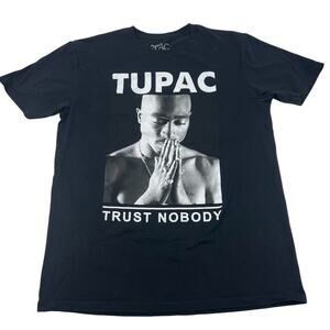 Tupac Mens 2Pac Black & White Trust Nobody Graphic Hip Hop Rap T-Shirt Sz L